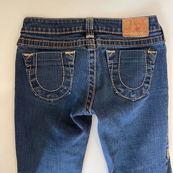 True Religion Bootcut Jeans Womens 27 Gina Big T Dark Wash Straight Mid Rise - Picture 5 of 6
